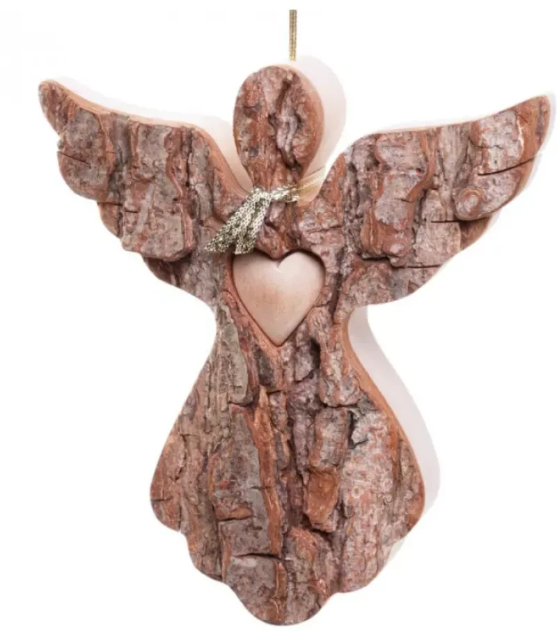 Ange De Noël A Suspendre Avec Un Coeur, 12 Cm|Waldfabrik, photophore en bois et étoile sapin de Noël Sale
