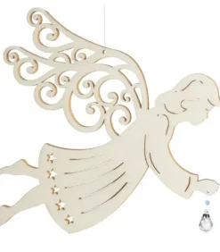 Ange De Noël A Suspendre En Feuille D'Erable Avec Cristal Swarovski, 19 Cm|Waldfabrik, photophore en bois et étoile sapin de Noël Sale