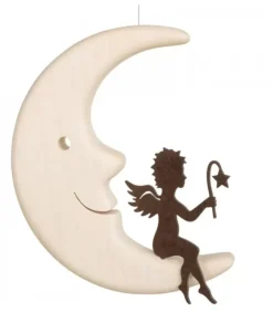 Ange Metal Assis Sur Une Lune, 12 Cm|Waldfabrik, photophore en bois et étoile sapin de Noël Outlet