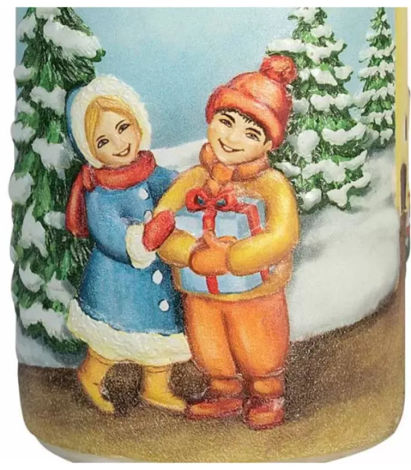 Bougie Décorative De Noël, Motif Vintage Enfant Et Village|Ewa Kerzen, bougies de Noël et bougies de l'Avent