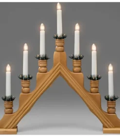 Chandelier 7 Bougies Electriques En Bois De Chene|Konstsmide, guirlandes lumineuses de Noël Sale