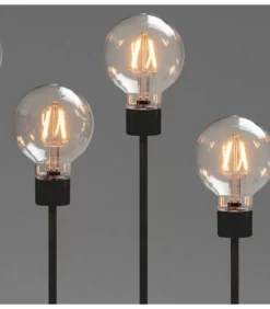 Chandelier Led 5 Ampoules Rondes Ambrees En Metal Noir, 54 Cm|Konstsmide, guirlandes lumineuses de Noël Clearance