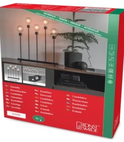 Chandelier Led 5 Ampoules Rondes Ambrees En Metal Noir, 54 Cm|Konstsmide, guirlandes lumineuses de Noël Clearance