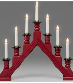 Chandelier Suedois Rouge À 7 Branches|Konstsmide, guirlandes lumineuses de Noël