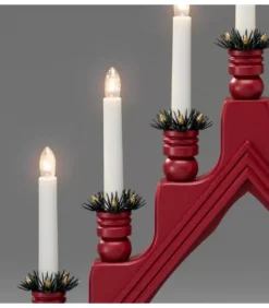 Chandelier Suedois Rouge À 7 Branches|Konstsmide, guirlandes lumineuses de Noël