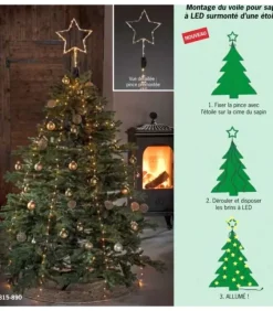 Cime Sapin De Noël, Voile Guirlande Avec Etoile Doree, 274 Diodes Led|Konstsmide, guirlandes lumineuses de Noël Outlet