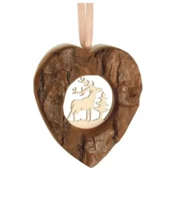Coeur En Bois A Suspendre Motif Cisele Cerf, 6 Cm|Waldfabrik, photophore en bois et étoile sapin de Noël Sale