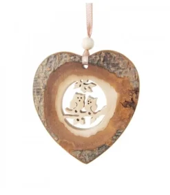 Coeur En Bois A Suspendre Motif Cisele Hiboux, 7 Cm|Waldfabrik, photophore en bois et étoile sapin de Noël New
