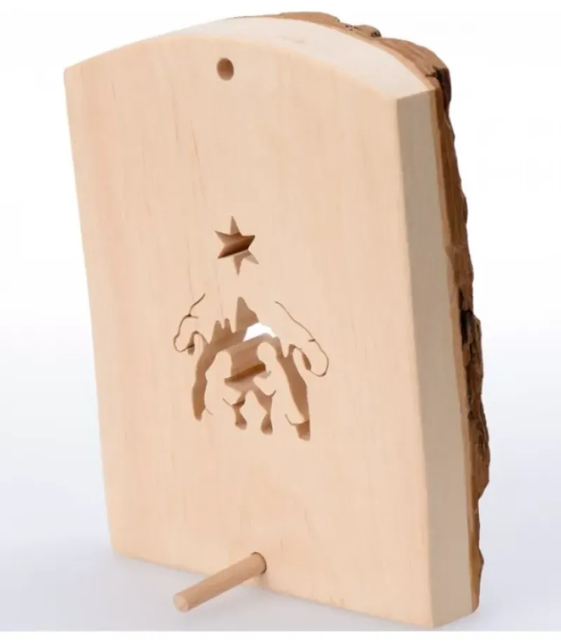 Crèche A Poser En Ecorce De Bois, 11 Cm|Waldfabrik, photophore en bois et étoile sapin de Noël Hot