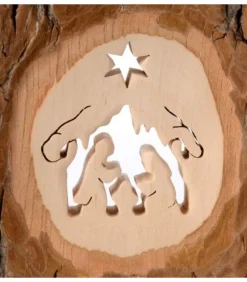 Crèche A Poser En Ecorce De Bois, 11 Cm|Waldfabrik, photophore en bois et étoile sapin de Noël Hot