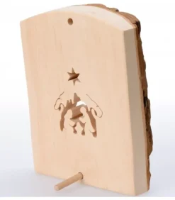 Crèche A Poser En Ecorce De Bois, 11 Cm|Waldfabrik, photophore en bois et étoile sapin de Noël Hot