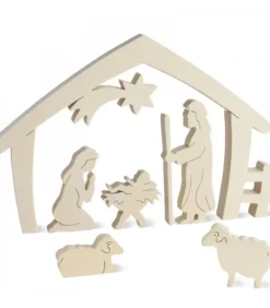 Crèche De Noël Avec Nativite, Bois Naturel, 15 Cm|Waldfabrik, photophore en bois et étoile sapin de Noël