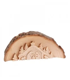 Crèche De Noël En Relief, Taillee Dans Un Rondin De Bois, 20 Cm|Waldfabrik, photophore en bois et étoile sapin de Noël Discount