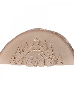 Crèche De Noël En Relief, Taillee Dans Un Rondin De Bois, 27 Cm|Waldfabrik, photophore en bois et étoile sapin de Noël Hot