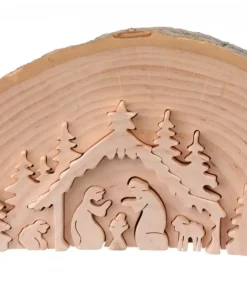 Crèche De Noël En Relief, Taillee Dans Un Rondin De Bois, 15 Cm|Waldfabrik, photophore en bois et étoile sapin de Noël Clearance