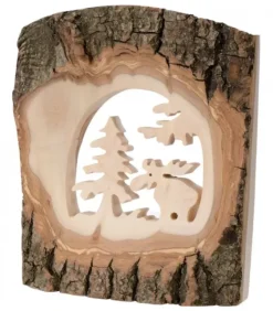 Déco Bois En Ecorce, Motif Elan Dans La Foret, 18 Cm|Waldfabrik, photophore en bois et étoile sapin de Noël Hot