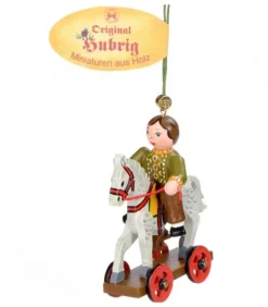 Décoration Sapin De Noël Vintage, Enfant Sur Un Cheval De Bois,|Hubrig, figurines pour enfant Discount