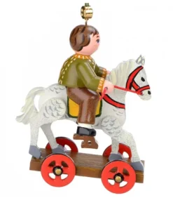 Décoration Sapin De Noël Vintage, Enfant Sur Un Cheval De Bois,|Hubrig, figurines pour enfant Discount
