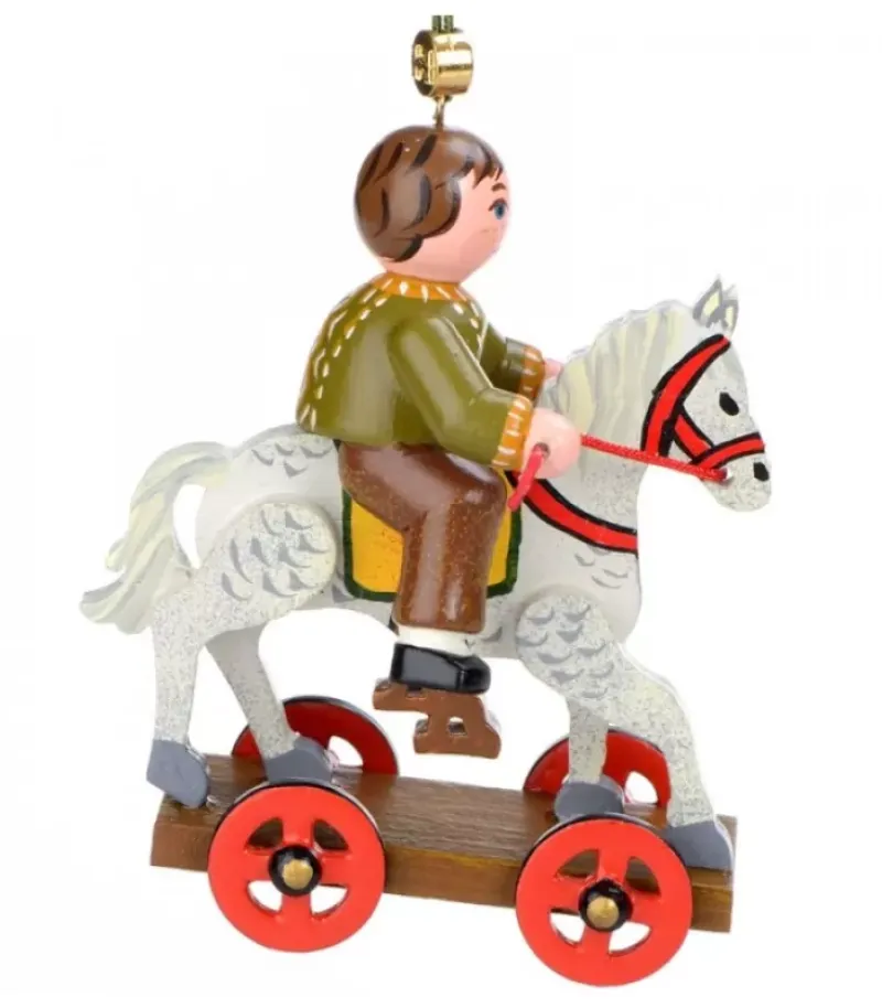 Décoration Sapin De Noël Vintage, Enfant Sur Un Cheval De Bois,|Hubrig, figurines pour enfant Discount