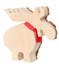 Elan En Bois Avec Noeud Rouge 14 Cm|Waldfabrik, photophore en bois et étoile sapin de Noël Best