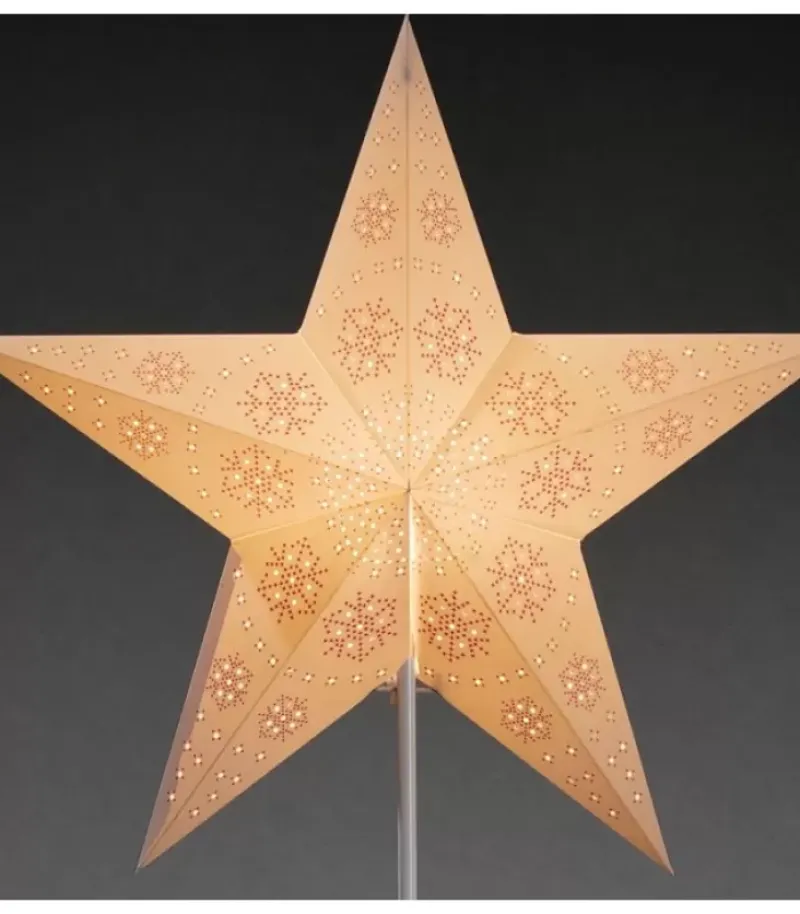 Etoile Lumineuse Electrique 5 Branches En Papier, Blanche, Sur Pied Blanc, 46 Cm|Konstsmide, guirlandes lumineuses de Noël Hot