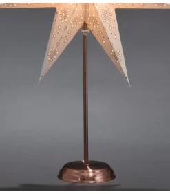 Etoile Lumineuse Electrique 7 Branches En Papier, Blanche, Sur Pied Cuivre 48 Cm|Konstsmide, guirlandes lumineuses de Noël Outlet