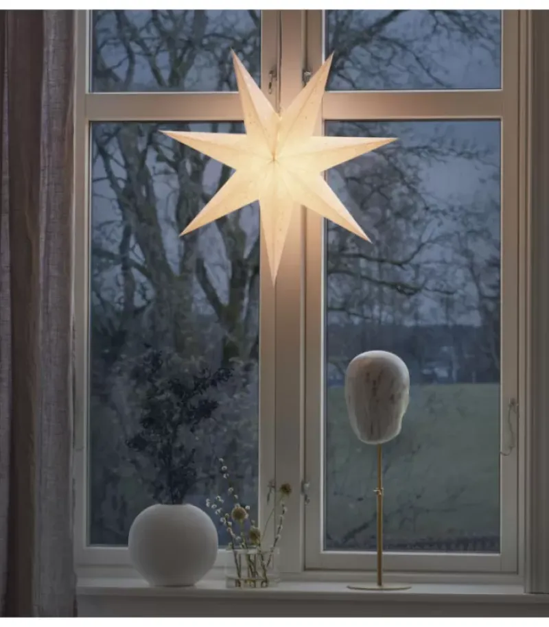 Etoile Lumineuse En Papier A Suspendre, 7 Branches, Blanche, 60 Cm|Konstsmide, guirlandes lumineuses de Noël Clearance