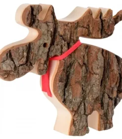 Grand Elan En Bois Avec Noeud Rouge 18 Cm|Waldfabrik, photophore en bois et étoile sapin de Noël Online