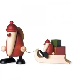 Grand Père Noël Et Cadeaux Sur Luge, 19 Cm|Köhler, Père Noël en bois Clearance