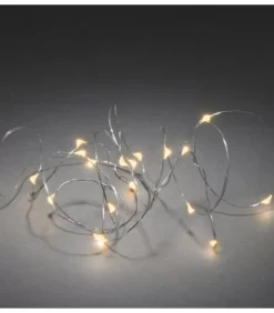 Guirlande Led A Pile, 20 Diodes Ambrees, Fil Argente|Konstsmide, guirlandes lumineuses de Noël Clearance