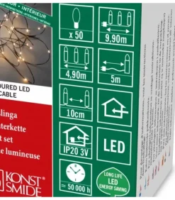 Guirlande Lumineuse Led Effet Gouttes, 50 Diodes Ambrees, Fil Noir|Konstsmide, guirlandes lumineuses de Noël Hot