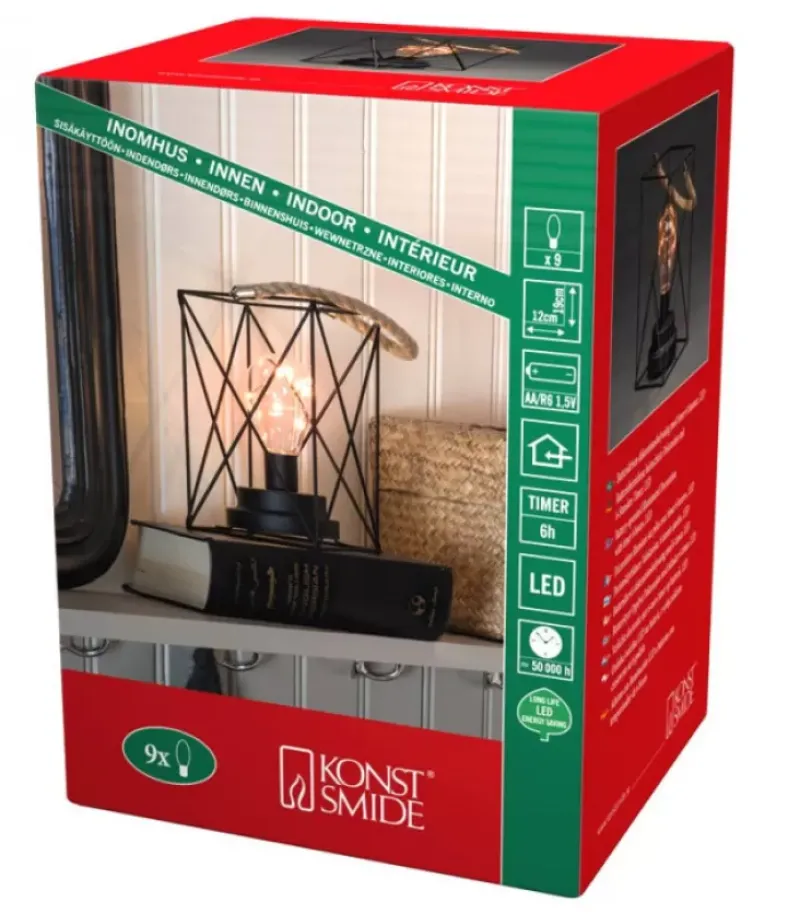 Lanterne Lumineuse A Led En Metal, Carree, 19 Cm|Konstsmide, guirlandes lumineuses de Noël Hot