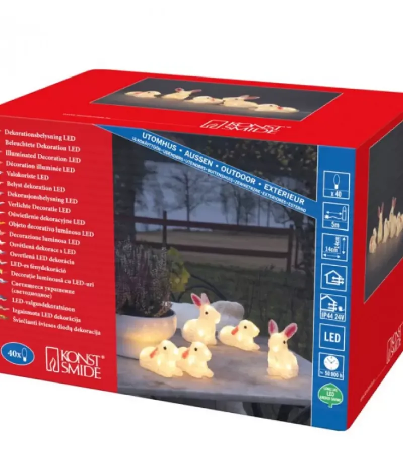 Lapins Lumineux 14 Cm En Acrylique, 40 Diodes Blanc Chaud|Konstsmide, guirlandes lumineuses de Noël Hot