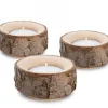 Lot De 3 Bougeoirs En Bois Avec Ecorce, 9 Cm|Waldfabrik, photophore en bois et étoile sapin de Noël Outlet