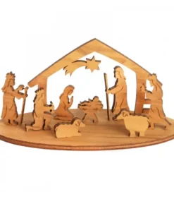 Mini Crèche De Noël Avec Personnages En Bois D'Olivier, 5 Cm|Waldfabrik, photophore en bois et étoile sapin de Noël Clearance