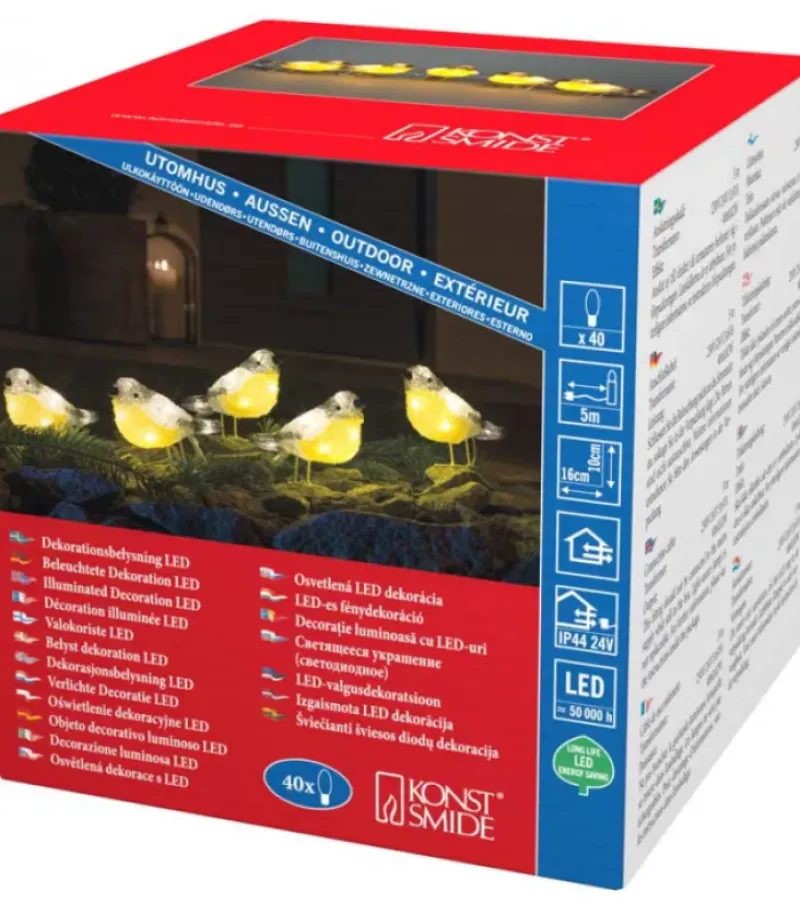 Oiseaux Lumineux Led En Acrylique, 5 Chardonnerets|Konstsmide, guirlandes lumineuses de Noël Online