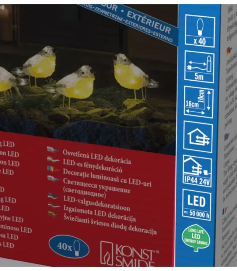 Oiseaux Lumineux Led En Acrylique, 5 Chardonnerets|Konstsmide, guirlandes lumineuses de Noël Online