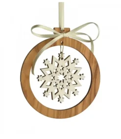 Pendentif En Bois D'Olivier 7Cm, Motif Cristal De Neige N°1|Waldfabrik, photophore en bois et étoile sapin de Noël Online