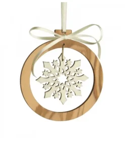 Pendentif En Bois D'Olivier 7Cm, Motif Cristal De Neige N°3|Waldfabrik, photophore en bois et étoile sapin de Noël Best