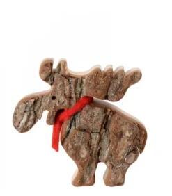 Petit Elan En Bois Avec Noeud Rouge 8 Cm|Waldfabrik, photophore en bois et étoile sapin de Noël Outlet