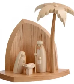 Petite Crèche Moderne En Bois Avec Un Palmier Et La Nativite|Schalling, crèche moderne Clearance