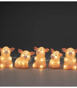 Petits Cochons Roses Lumineux En Acrylique Led 12,5 Cm, Lot De 5|Konstsmide, guirlandes lumineuses de Noël Sale