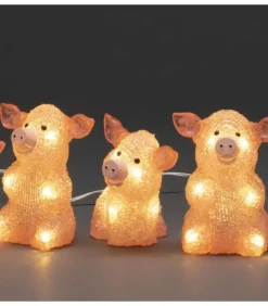 Petits Cochons Roses Lumineux En Acrylique Led 12,5 Cm, Lot De 5|Konstsmide, guirlandes lumineuses de Noël Sale