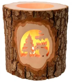 Photophore En Bois Cisele, Elan Dans La Foret|Waldfabrik, photophore en bois et étoile sapin de Noël Outlet