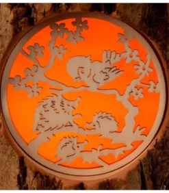 Photophore En Rondin De Bois, Avec 3 Motifs, Ecureuil, Chat Et Oiseaux|Waldfabrik, photophore en bois et étoile sapin de Noël Clearance