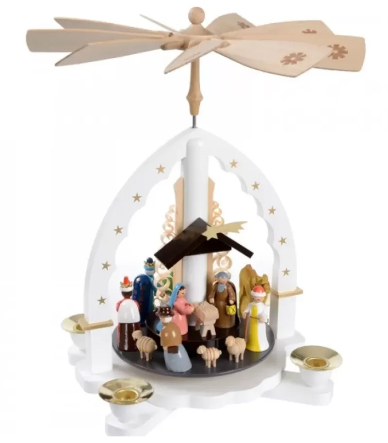 Pyramide Allemande Avec Crèche De Noël Blanche|Richard Glasser, Pyramides de Noël allemandes Best