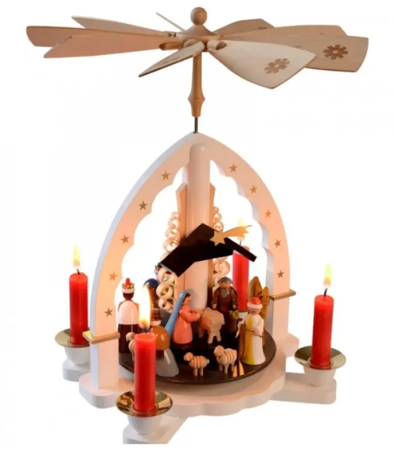 Pyramide Allemande Avec Crèche De Noël Blanche|Richard Glasser, Pyramides de Noël allemandes Best