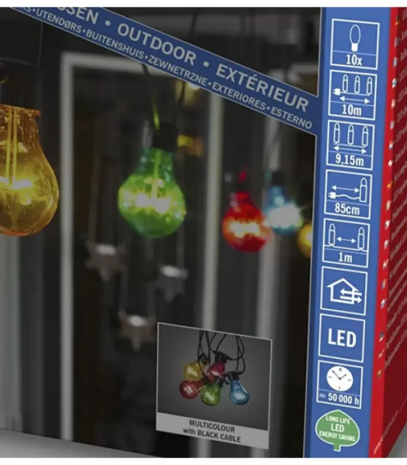 Rallonge 10 M Pour Guirlande Lumineuse De Terrasse, 10 Ampoules Multicolores|Konstsmide, guirlandes lumineuses de Noël Sale