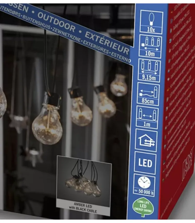 Rallonge 10 M Pour Guirlande Lumineuse De Terrasse, 10 Ampoules Ambrees|Konstsmide, guirlandes lumineuses de Noël