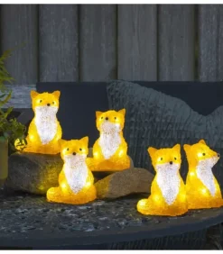 Renards Lumineux Acryliques Led Assis, Lot De 5, 12 Cm|Konstsmide, guirlandes lumineuses de Noël Discount